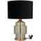 Gold Glass Transparent Base Table Lamp with Drum Shade 15" x 15" x 23"